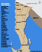 Map of Northern Baja Surfbreaks